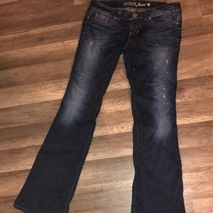 Distressed guess denim jeans